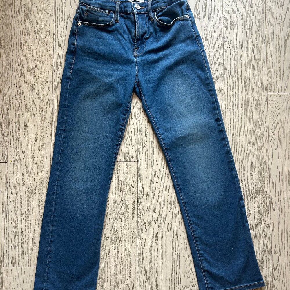 FRAME Le High Straight Jeans Stover Mid Wash Size 26